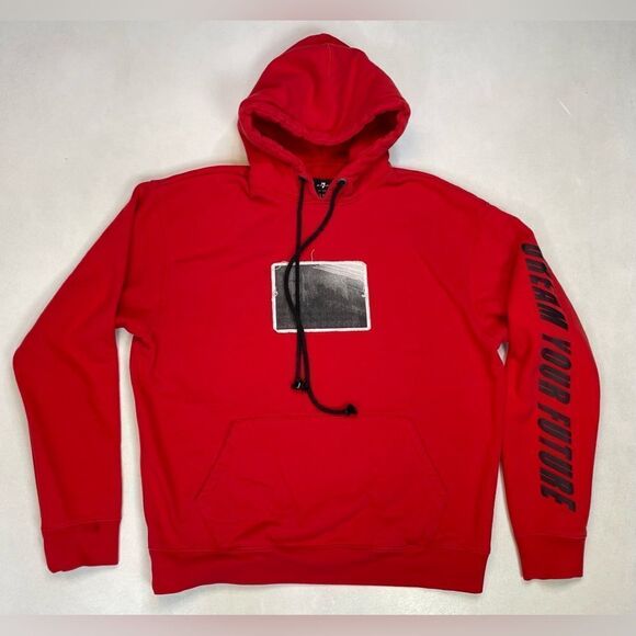 7N For All Mankind Dream Your Future Pullover Hoodie Men Medium Red - Picture 1 of 7